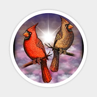 Red Cardinal bird cute red birds in love Magnet